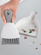 Mini Dustpan and Brush Set Portable Table Top Cleaning Brush and Dustpan Set Dining Table Crumb Sweeper with Soft Bristles Multipurpose Desktop Keyboard Cleaning Tools for Home Office (2, Gray)