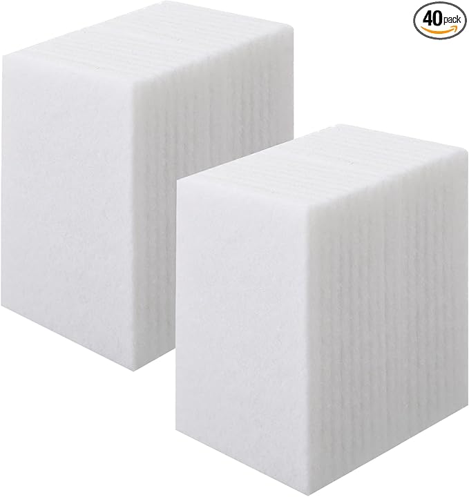 Hoolerry 40 Pcs White Scrub Pads Light Duty Scouring Non Woven Pad Non Scratch Abrasive Hand Multipurpose Scouring Sponge Multi Surface Scrubber Pads for Cleaning Polishing Home (4.5 x 10 Inch)
