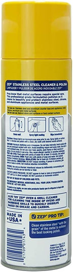 Zep Stainless Steel Cleaner and Polish 14 ounces (Case of 4) ZUSSTL14 - Protects Metal Surfaces from Fingerprints, Soil and Waterspots