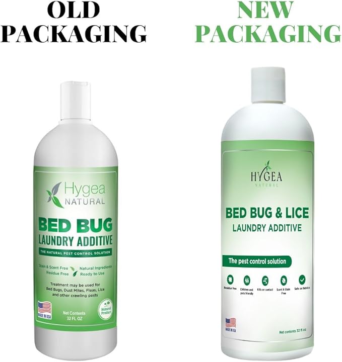 Hygea Natural Lice and Bed Bug Laundry Additive - Environmentally Responsible, Odorless, and Stain-Free Liquid Laundry Treatment - Safe for Children and Pets - Any Water Temperature (32 Fl Oz)