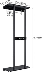 STWWO Towel Racks for Bathroom, Bathroom Towel Storage Wall Mounted 30 inch with Shelf Can Holds 6 Large Towels, Wall Towel Rack for Rolled Towels, Black