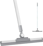Floor Squeegee - 52 Inch Adjustable Long Handle 14.2 Inch Rubber Blade 180° Rotatable Head Heavy Duty Squeegee Broom for Floor Window Bathroom Tile Garage Concrete Shower Patio (White)