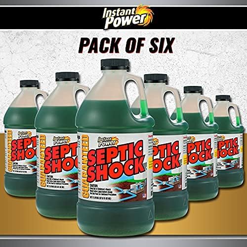 Instant Power Septic Shock – Septic Tank Treatment, Drain Cleaner Liquid Clog Remover for Septic System, 67.6 Oz 6 Pack