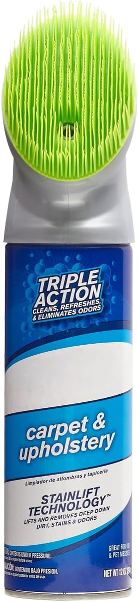 Woo-lite Carpet and Upholstery Foam Cleaner with Built-in Brush, Triple Action Stainlift Technology for Stairs, Fabrics, Pet Odors 12 oz