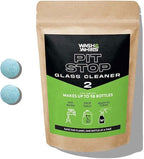 WASH&WHIPS Window, Glass Cleaner Pit Stop Refill Effervescent Tablets – 16 Bottles, Cleans Glasses, Windows, Mirrors,Steel Appliances – Streak-Free, Car, Office, Home & Kitchen