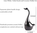Black Toilet Brush and Holder,Cute Bathroom Decor Ceramic Toilet Bowl Brush Holder Household Cleaning Tool for Bathtub