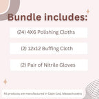 (Qty 2) of Cape Cod Polishing Metal Tin Bundle for Fine Metals | Each Tin Contains (12) 4X6 Polishing Cloths | (1) 12x12 Buffing Cloth | (1) Pair of Nitrile Gloves