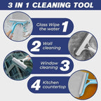 3 in 1 Window Cleaning Tool for Car Indoor Outdoor High Windows, Spray Window Squeegee Cleaner Tool with Spray Bottle,Window Wiper Silicone Cleaner Brush Scraper,for Car, Home, Kitchen (Yellow)