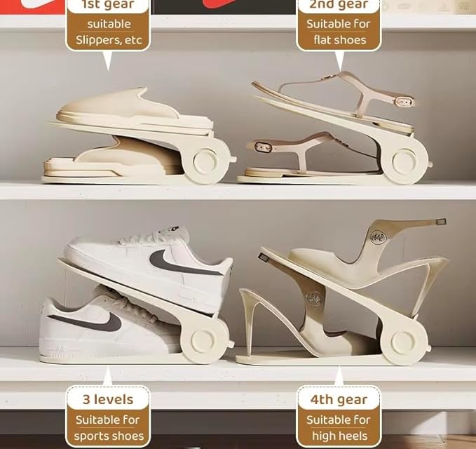Shoe Slot Organizer, 4-Speed Adjustable Shoe Organizer Slots, Space-Saving Storage Rack for Slippers or Shoes (White/Yellow/Gray) (8Pack/12Pack/20Pack) (Yellow, 12 Pack)