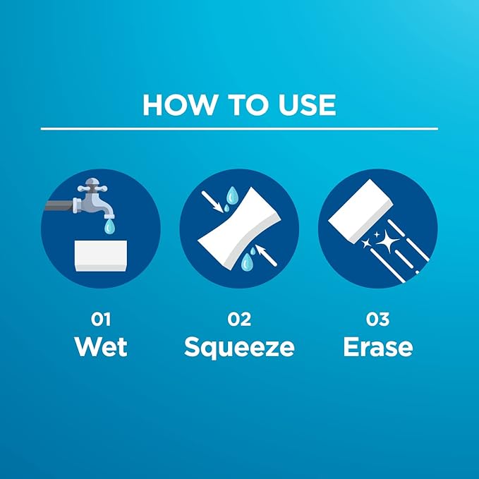 CLEAN Miracle Eraser Pads, 50 Count – Multi-Surface, Chemical-Free Cleaning Pads for Home