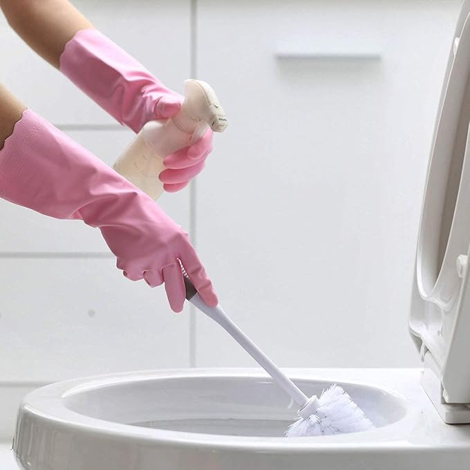 HSL Household Cleaning Gloves - Reusable Kitchen Dishwashing Gloves with Latex Free, Cotton lining, Waterproof, Non-Slip (Large, 2 Pairs)