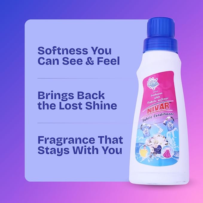 NIVAR After Wash Fabric Conditioner Liquid, Suitable for Hand & Machine Wash, Adds Softness, Reduces Wrinkles, Maintains Fabric Freshness & Leaves Mild Fragrance, Clothes Care - 250ml
