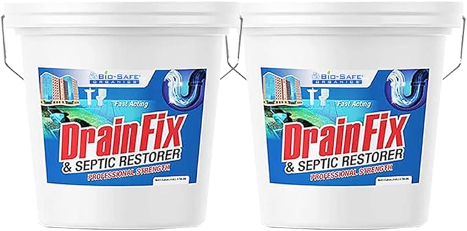 DrainFix & Septic Restorer - 5 Gal Professional Strength Formula - Patented Septic Tank Treatment Grease Trap Cleaner, Commercial Residential Hotel & Restaurant - Exxon Valdez Tech - 2 Pack