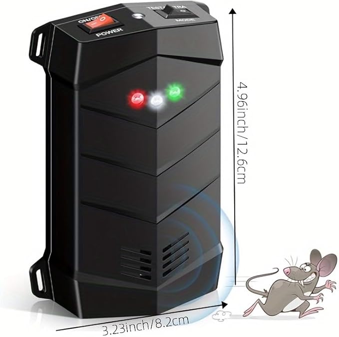 Ultrasonic Rodent Repellent for Car Engine, 2 Pack Mouse Repellent – Battery Powered Under Hood Mouse Repeller with Upgraded Flashing Strobe Light, Keep Mice Out of Car, RV, Garage, Room