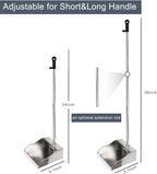 3 Pack Stainless Steel Dustpan Metal Dustpan with Handle Heavy Duty Dust Pan Upright Dust Pan for Home Office Lobby
