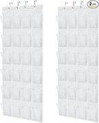 GORILLA GRIP Over the Door Shoe Organizer, 2 Pack, 24 Breathable Mesh Pockets, Space Saving Hanging Storage Holder, Closet Rack Hanger Holds Up to 40 lbs, Hangs on Closets, Shoes, Accessories, White