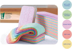 Peelable Microfiber Sponges 4 Pack – 12-Layer Tear Away PVA Cleaning Pads, Ultra Absorbent Non-Scratch Rainbow Sponge for Kitchen Dish, Countertop, Bathroom, Glass & Car Cleaning