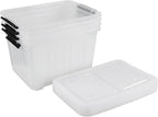 50 Quart Clear Storage Container with Lids and Wheels, 4-Pack Clear Plastic Latching Bins