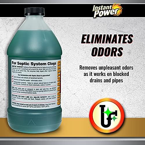 Instant Power Septic Shock – Septic Tank Treatment, Drain Cleaner Liquid Clog Remover for Septic System, 67.6 Oz 6 Pack