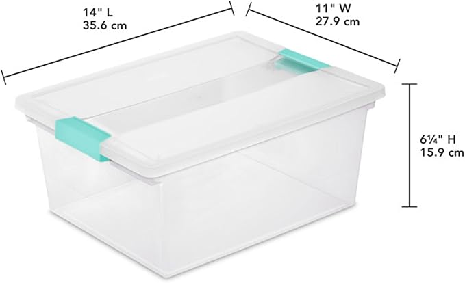 Sterilite 4-Pack Clip Box, Stackable Clear Plastic Bins with Latching Lids, Deep - Writing, Arts or Crafts Supplies Storage Containers for Home, Office, Classroom and Workshop Organization