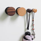 2 PCS Retro Magnetic Hooks, Wrought Iron Wooden Ball Hooks, Creative Punch-Free Storage for Refrigerators, Metal Doors, and Lockers (Walnut Wood,S)