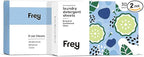 FREY Laundry Detergent + Dryer Sheets Bundle, 60 Count - Plastic Free Liquidless Full Wash Solution for Soft, Fresh Clothes, Bergamot Sandalwood Clove Scent