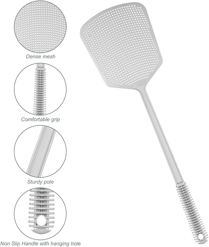 Fly Swatter Plastic Fly Swat 3PCS Manual Flyswatter Long Handle Racket for Indoor Outdoor
