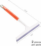 11.5 Inch Silicone Squeegee for Shower - Orange Non-Slip Handle Windshield Scraper Window Cleaner for Glass, Tiles, and Countertops - Streak-Reducing Home Cleaning Tool, 2pcs