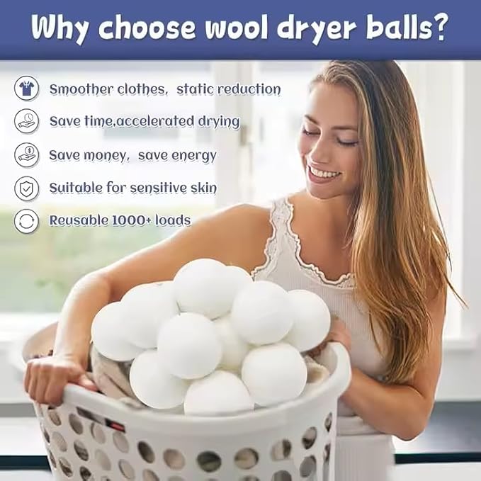 Organic Wool Dryer Balls: Eco-Friendly & Chemical-Free | Our Anti-Entanglement Reusable Balls Eliminate Wrinkle Static | 6-Pack XL Dryer Balls for Laundry is Made with New Zealand Wool (Cat)