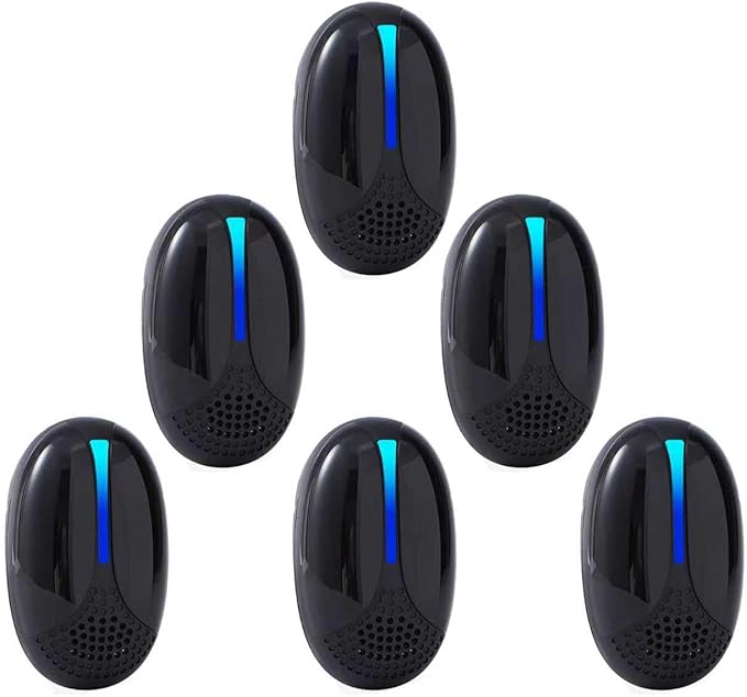 2026 Upgraded Ultrasonic Repeller Insect Indoor, Mouse Traps Repellent Insert Plug in, Pest Control Ant,Roach,Rodent, Mouse, Bugs, Mosquito, Spider, for Home, Office, Warehouse 6 Packs, Black