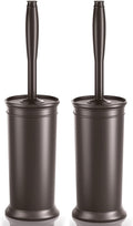 Toilet Brush and Holder 2 Pack, Toilet Bowl Brush with Extra Long Handle, Toilet Scrubber and Covered Holder, Toilet Brushes for Bathroom-Space Saving, Covered Brush, Durable, Deep Cleaning(Bronze)