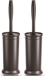 Toilet Brush and Holder 2 Pack, Toilet Bowl Brush with Extra Long Handle, Toilet Scrubber and Covered Holder, Toilet Brushes for Bathroom-Space Saving, Covered Brush, Durable, Deep Cleaning(Bronze)