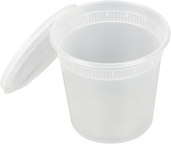 Restaurantware-Asporto 24 Ounce To Go Boxes, 100 Microwavable Round Soup Containers - Clear Plastic Lids Included, Do Not Contain BPA, Clear Plastic Soup Containers, Disposable