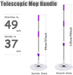 Spin Mop Replacement Mop Handle, 49-inch 360 Degrees Rotating Telescopic Replacement Mop Stick with Stainless Steel Disc for Spin Mop Bucket Cleaning System (Stainless Steel Disc, Khaki)