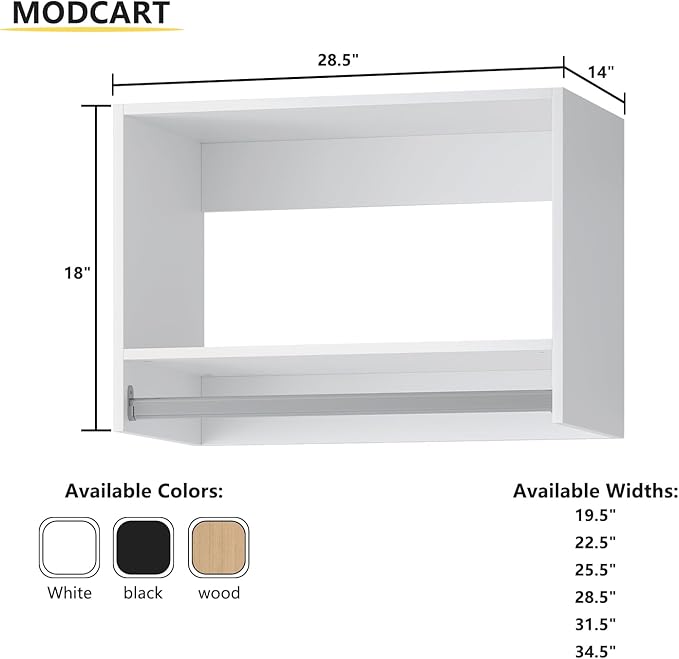 MODCART Tall Hanging Closet Unit, Modular Closet System, Wood Closet System Organizer with Storage for Walk In Closets, Clothing Rack Wardrobe Closet for Hanging Clothes, Bedroom, White, 28.5"W