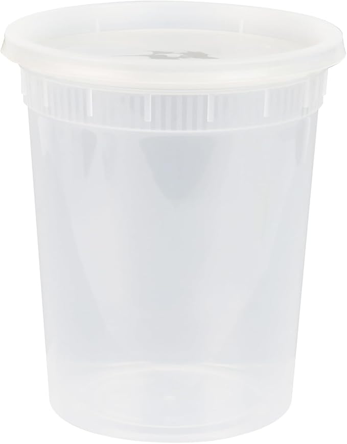 Restaurantware-Asporto 32 Ounce To Go Boxes, 100 Microwavable Round Soup Containers - Clear Plastic Lids Included, Do Not Contain BPA, Clear Plastic Soup Containers, Disposable