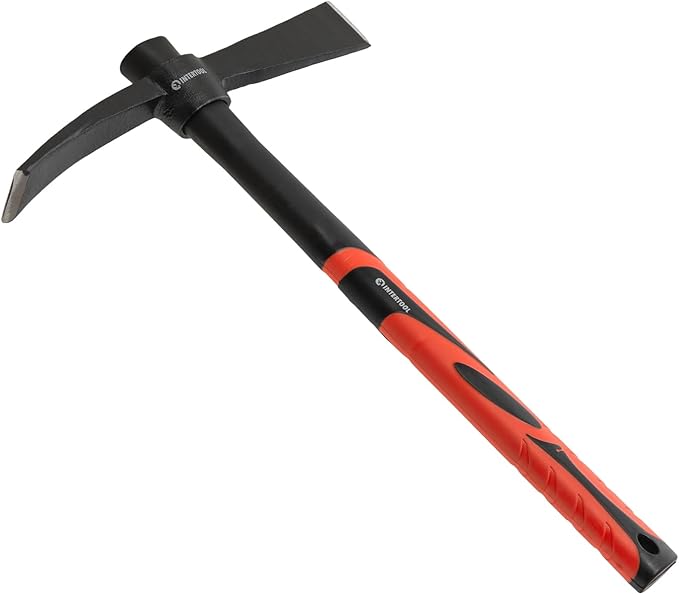 INTERTOOL Small Cutter Mattock – 1.5 lb Forged Steel Garden Tool Weeding, Digging, Camping - Anti-Slip Fiberglass Handle HT08-0304