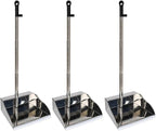 3 Pack Stainless Steel Dustpan Metal Dustpan with Handle Heavy Duty Dust Pan Upright Dust Pan for Home Office Lobby