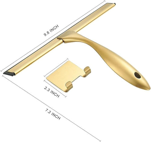 10inch T Shape Water Squeegee for Cars,Bathroom,Glasses or The top of Kitchen Range stailess Steel Gold Finish