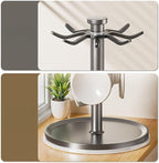 Rotatable Hanging Organizer with 8 Hooks for Kitchen Utensils, 360 Degree Swivel Countertop Holder for Cooking Tool Storage (Grey)