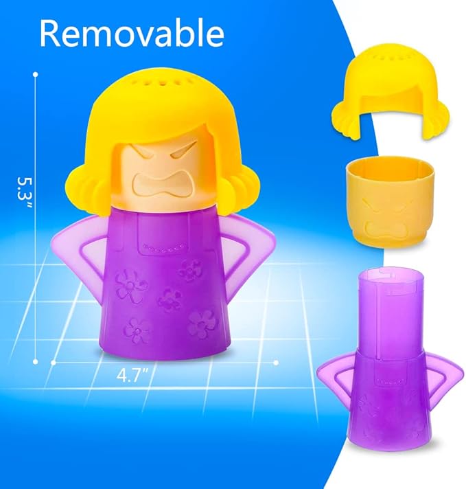 Abnaok Microwave Cleaner, 2 PCS Angry Mama Microwave Cleaner Microwave Oven Steam Cleaner Easily Clean in Minutes Cleans Add Vinegar and Water for Home or Office with English Manual (Purple)