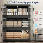 160GAL Extra Large Storage Bins with Lid, 640Qt Stackable Closet Organizers and Drawers, Collapsible Storage Bins with Wheels, Folding Containers for Home, Kitchen Office, 4Pack Black