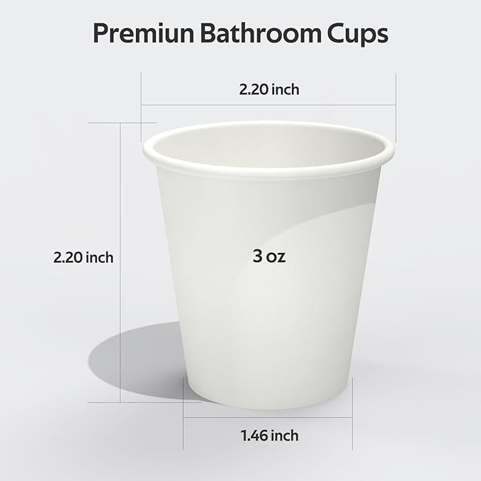 200 Count 3 oz Disposable Coffee Cups, Bathroom Mouthwash Cups, Leak-Free Food Safe Small Paper Mini Cup