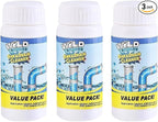 Dodorado Powerful Foaming Drain Cleaner Powder - Fast Acting Pipe Cleanser for Kitchen & Bathroom Sink Drains, Clog Prevention & Odor Control (Standard, Count, 3)