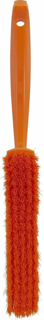 Vikan 45877 Bench Cleaning Brush, Polypropylene/Polyester Soft Bristle Dustpan Brush & Sweeper With Handle, 14-Inch, Orange