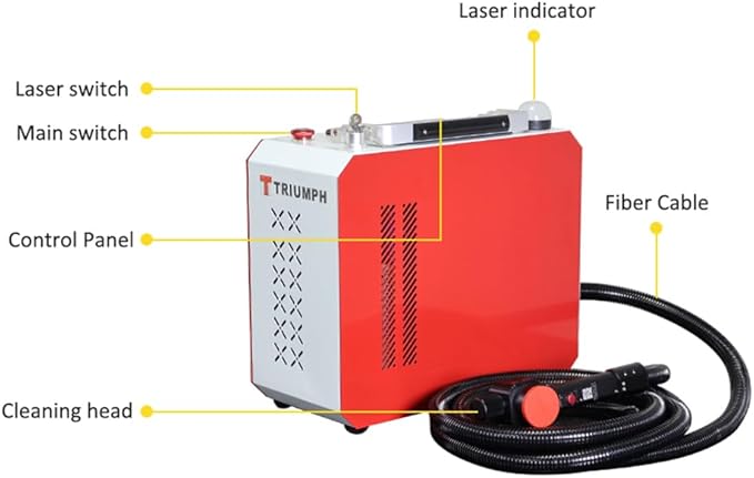 Triumph Pulse 200W Laser Rust Remover Laser Rust Removal Machine Pulse Hand-held Fiber Laser Cleaning Machine for Metals with Rust Paint Oil Dirt Stains Coating Remover Laser Cleaner Machine