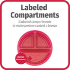 GoodCook Meal Prep Containers Set Microwave & Dishwasher-Safe Round Food Organizers with Labeled Compartments BPA-Free Food Storage Set with Snap Shut Lids Portion Control, 10-Pieces, Red (Pack of 4)