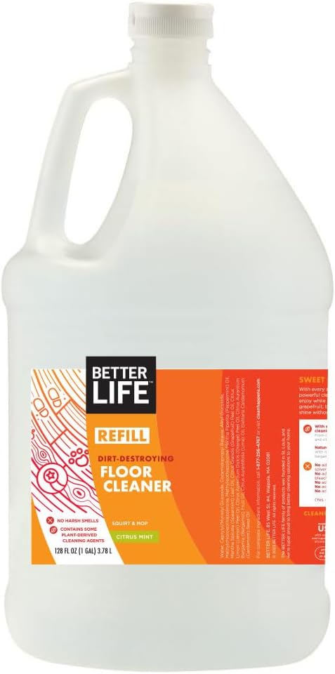 Better Life Floor Cleaner - Liquid Multipurpose Cleaner for Wood, Tile, Laminate, Vinyl, Bamboo for Mopping - Citrus Mint 1 Gallon Refill