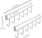 AliCH Mug Holder 2pcs Under Cabinet Mug Hooks Rack, Nail Free Coffee Cups Holder,Under Shelf Hanger for Cups/Kitchen Utensils/Ties Belts/Scarf/Keys Storage (White)