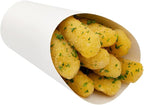 Restaurantware Bio Tek 16 Ounce French Fry Containers 100 Disposable Charcuterie Cups - Incline Design Round White Paper French Fry Cups Stackable For Waffles Chips or Popcorn